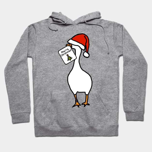 White Goose in Hat Steals Christmas Card Hoodie by ellenhenryart